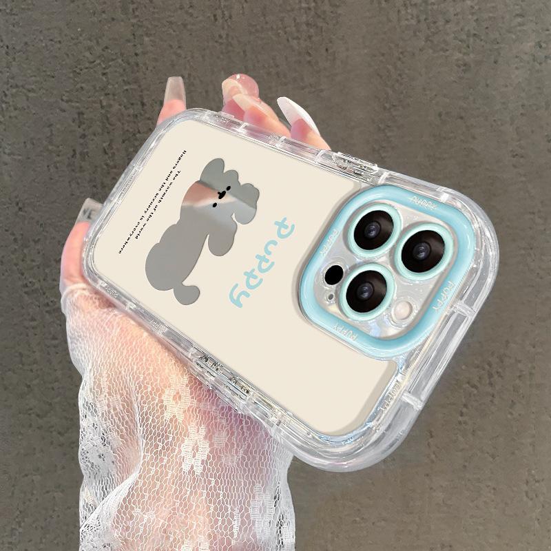 Подходит для чехла для мобильного телефона Apple 15 Iphone14promax Милый щенок 13 Зеркальный 12/11 Прозрачный мягкий край