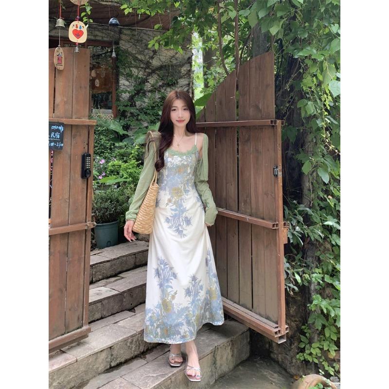 Платье-слинг Pure Desire Style с кружевной строчкой и принтом, женское летнее новое французское элегантное модное облегающее длинное платье, трендовое