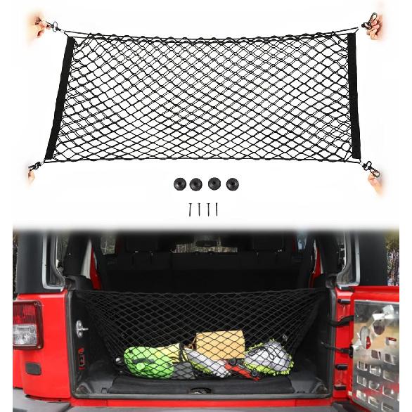 Voodonala 40 X 18 Inches Universal Mesh Envelope Trunk Cargo Storage Organizer Net Elastic Mesh Net Pickup Truck Bed Divider Compatible For Cars,