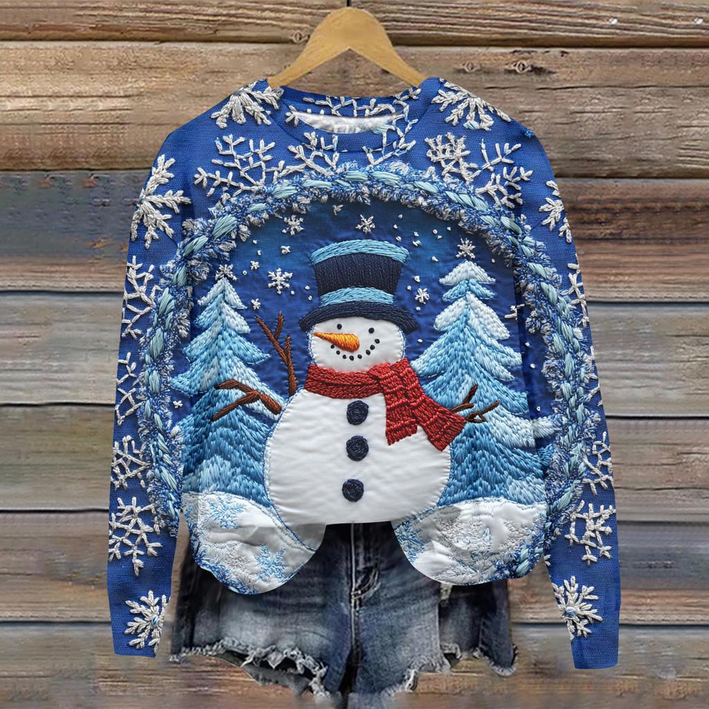 Женский рождественский спортивный худи с длинными рукавами и круглым вырезом