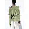 Summer New Women clothes French style Design Knitted Holiday Style Long sleeve round Neck Knit 5536029