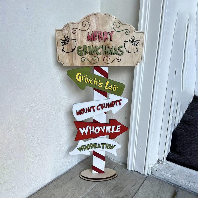 Christmas Wood Cute Decor Christmas Cartoon Charactor Standing Block Set Tabletop Centerpiece Sign Holiday Tiered Tray Decor