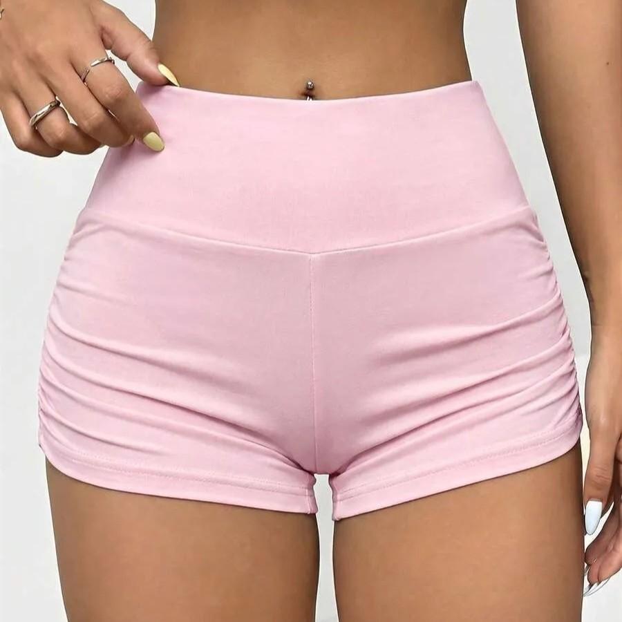 Naked three-point pants, yoga pants, women's drawstring sports shorts, peach hip-lifting fitness shorts, women's summer