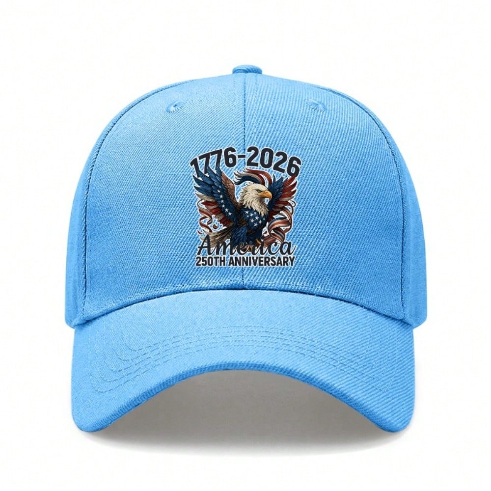 Patriotic Baseball Cap - 2026 AMERICA 250Th Anniversary Print Polyester Adjustable Unisex Vintage Style Outdoor Sports Holiday Hat
