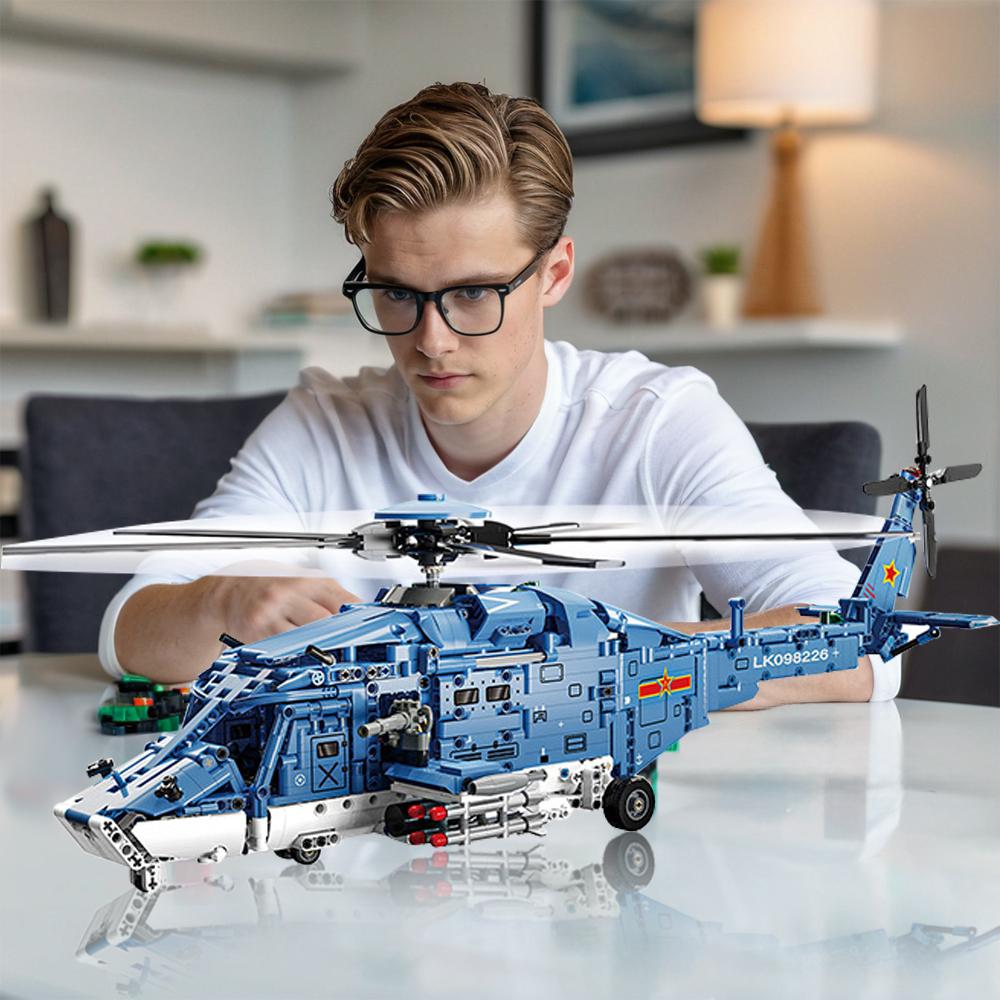 TOYLINX Конструктор 1711 деталей Набор «Ударный вертолет» Армейский самолет Военный истребитель Набор для сборки Кирпичики Игрушки для праздничных подарков