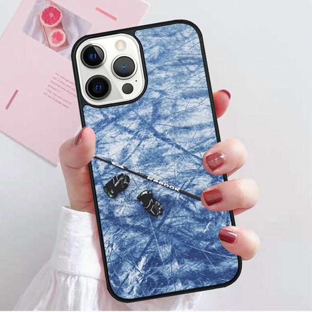 Чехол-накладка с рисунком клюшки и шайбы для iPhone 17 Air 15 16 14 13 12 Pro Max 11 Pro Max Plus