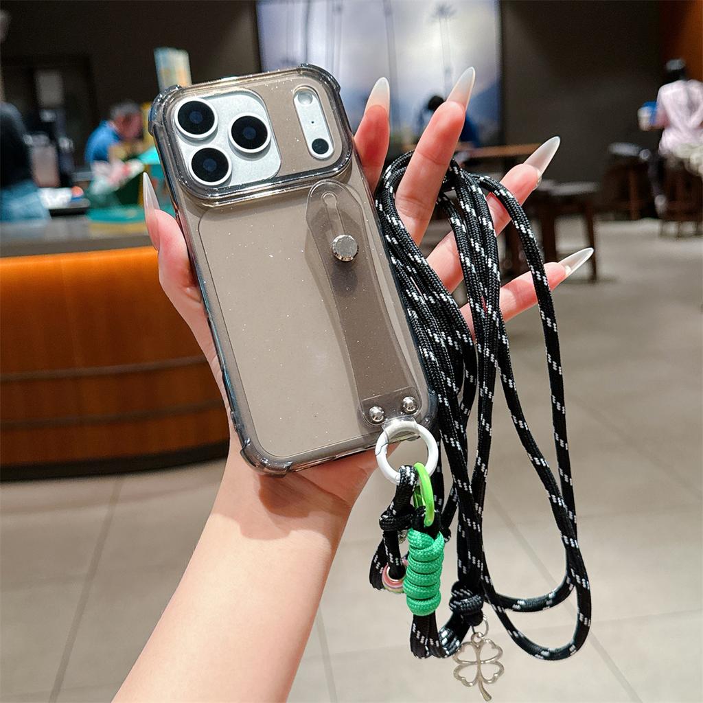 Чехол для телефона с ремешком на запястье через плечо для IPhone Air 17 16 15 Plus 14 13 12 11 Pro Max X XR XS Силиконовый Прозрачный Защитный Чехол