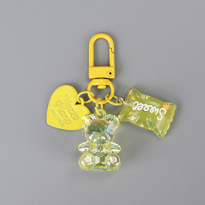 Cartoon Bling Heart Bear Animal Candy Keychain Keyring Creative Cute Bag Pendant