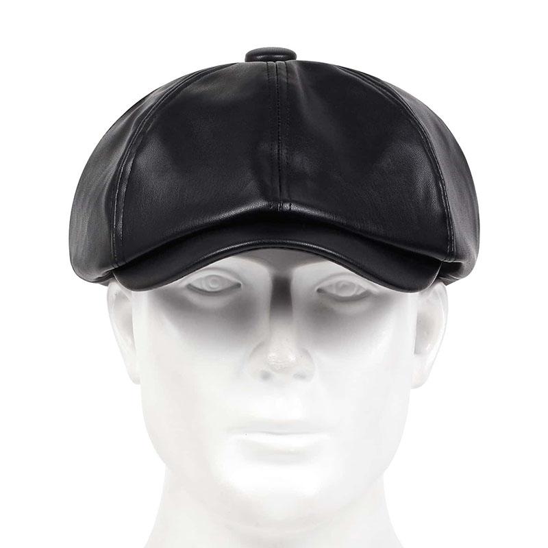 Spring Autumn Hats for Women Solid Plain Octagonal Newsboy Cap Men Ladies Casual Pu Leather Hat Winter Beret Women Painter Caps