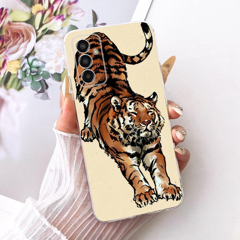 Transparent For Samsung M13 4G SM-M135F Case For Samsung Galaxy M13 4G Cover Cute Cat Fashion Butterfly Funny Painted Casing