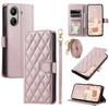 For Xiaomi Redmi 13C 4G/Poco C65 4G Case Wallet Rhombus Grid Pattern Phone Cover with Hand Strap