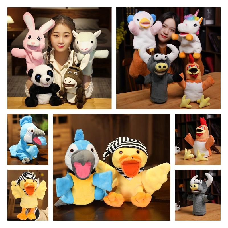 Большого размера кукла-марионетка фермерского животного Мягкая и пушистая Заяц Осел Панда Единорог Петух