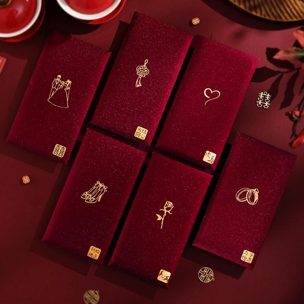 Chinese Horse Year New Year Red Envelope Hard Paper Hot Gold Chinese Money Envelopes Thickened 6Pcs Mixed Lucky Red Bag Children