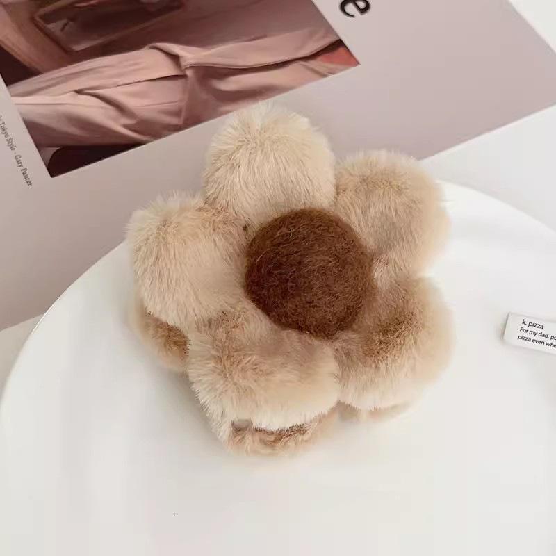 Плюшевый цветок коготь для волос большой зажим для акулы модный осенне-зимний большой зажим для акулы простые заколки заколки для волос краб заколки для волос