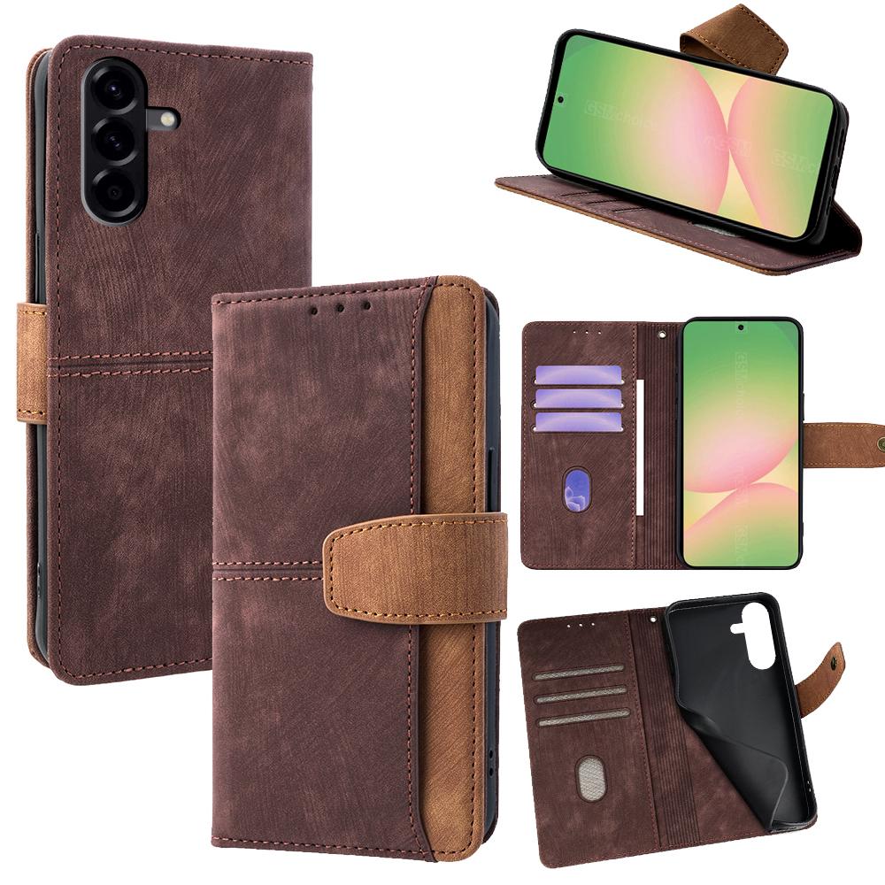 For Samsung Galaxy A56 5G Case RFID Blocking Color Splicing PU Leather Wallet Phone Cover