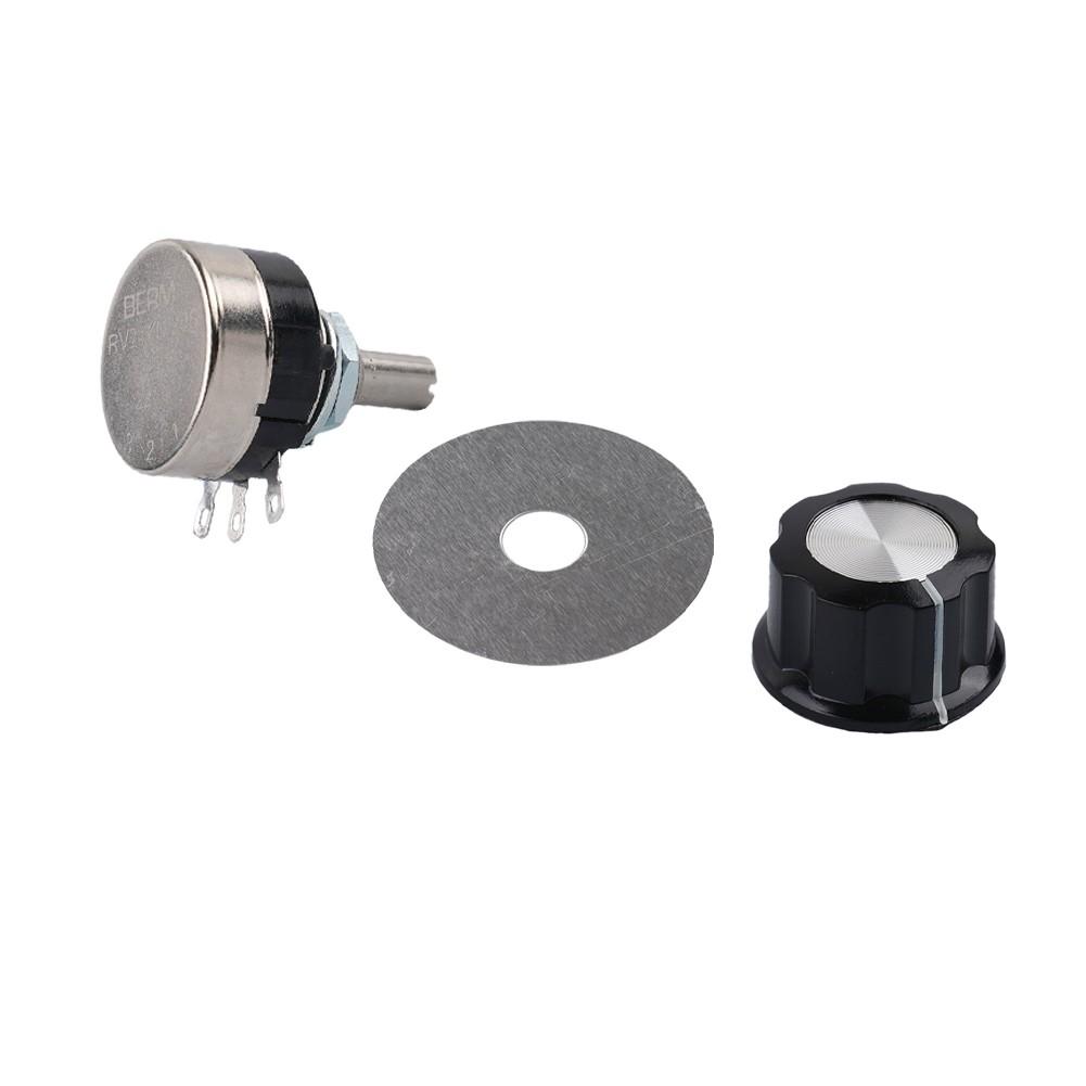 Потенциометр угольный поворотный конический с диаметром и ручкой RV24YN 20S B502 5K Ohm