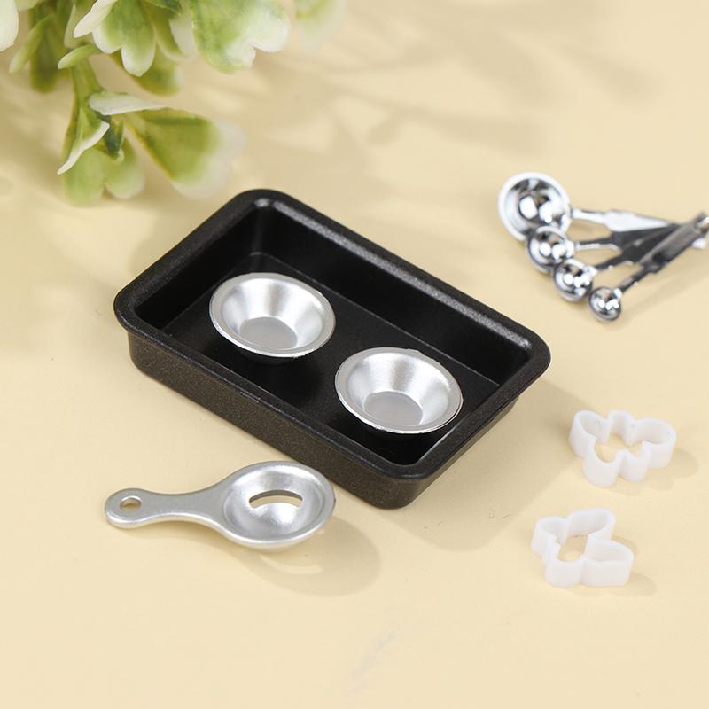 1Комплект 1:12 миниатюрных форм для выпечки кукольного домика, приспособления для выпечки, мерная ложка, инструменты для выпечки, модель кухонного декора, игрушечный домик