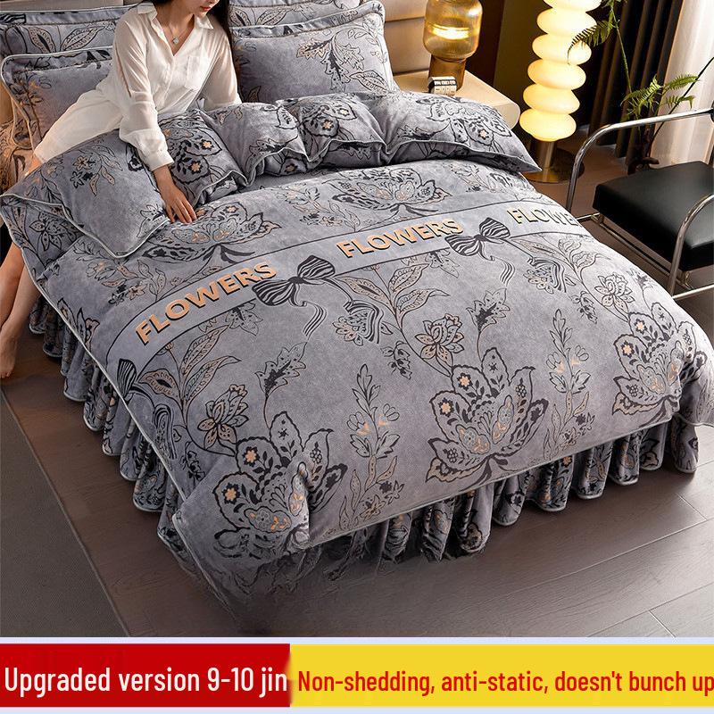 G5Z9 Jin Double-Sided Thickened Velvet Four-Piece Bedding Set for Weddings