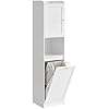 VASAGLE Tall Bathroom Cabinet with Laundry Basket, Storage Unit, Removable Laundry Basket with Handles, Compartment with Door, Bathroom Tower