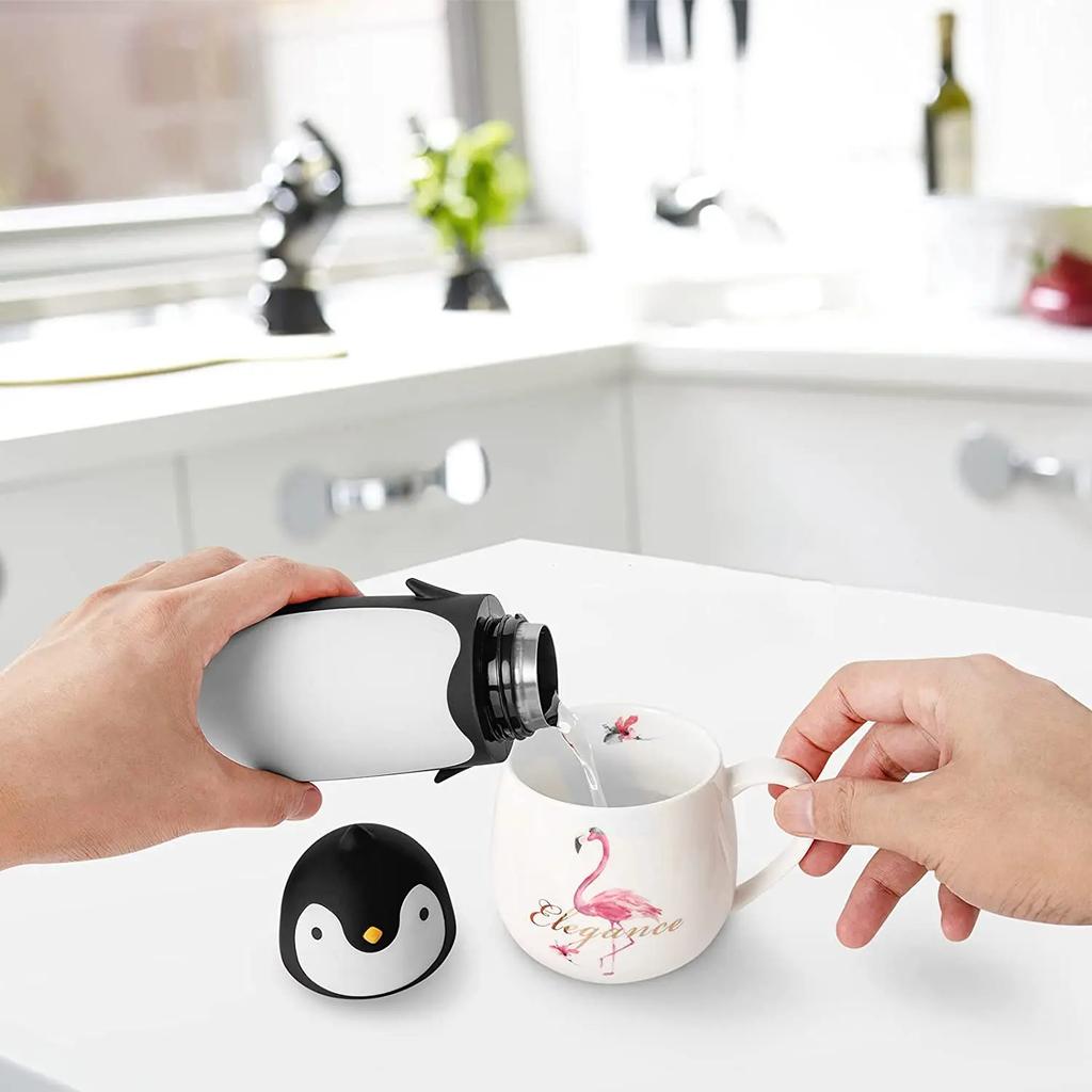 Вакуумный термос из нержавеющей стали Penguin, кружка для путешествий, бутылка для чая, воды, кофе, фляжка для детей, студентов, 9,5 унций, черная дорожная кружка