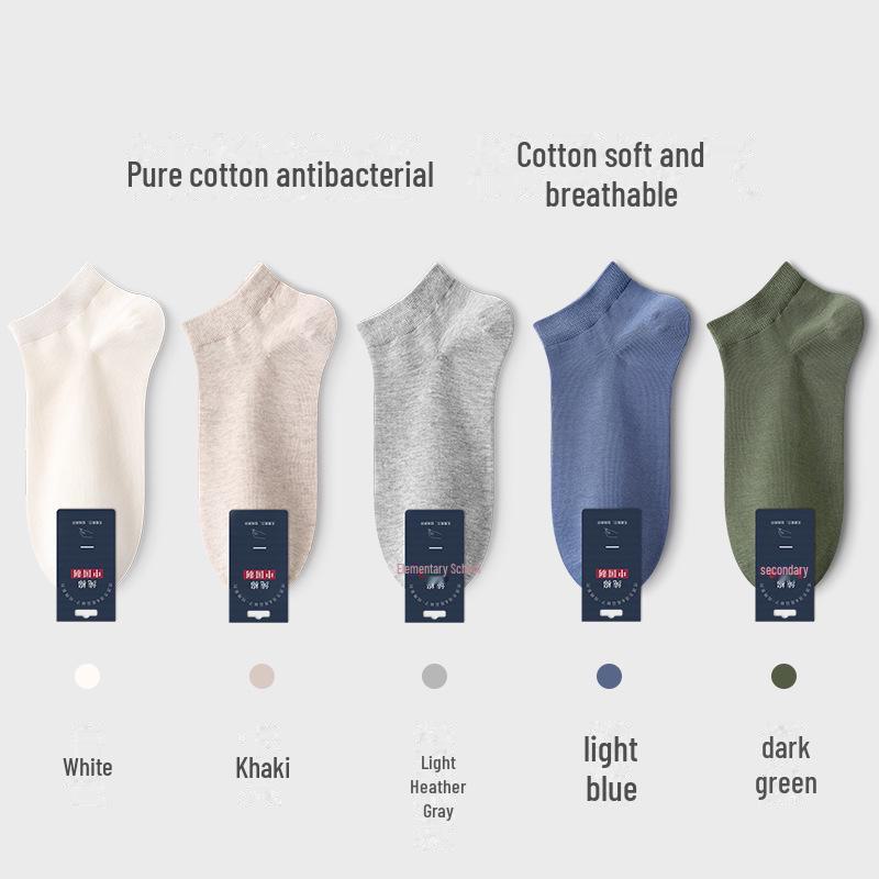Мужские летние короткие антибактериальные носки из чистого хлопка - черные, впитывающие пот, дезодорирующие, всесезонные, тонкие, в стиле лодочки