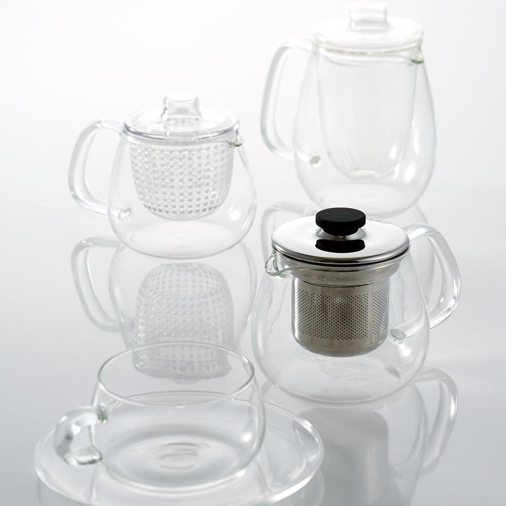 KINTO UNITEA Teapot, 450ml, Stainless Steel, Dishwasher Safe, Heat-Resistant Glass, 8308
