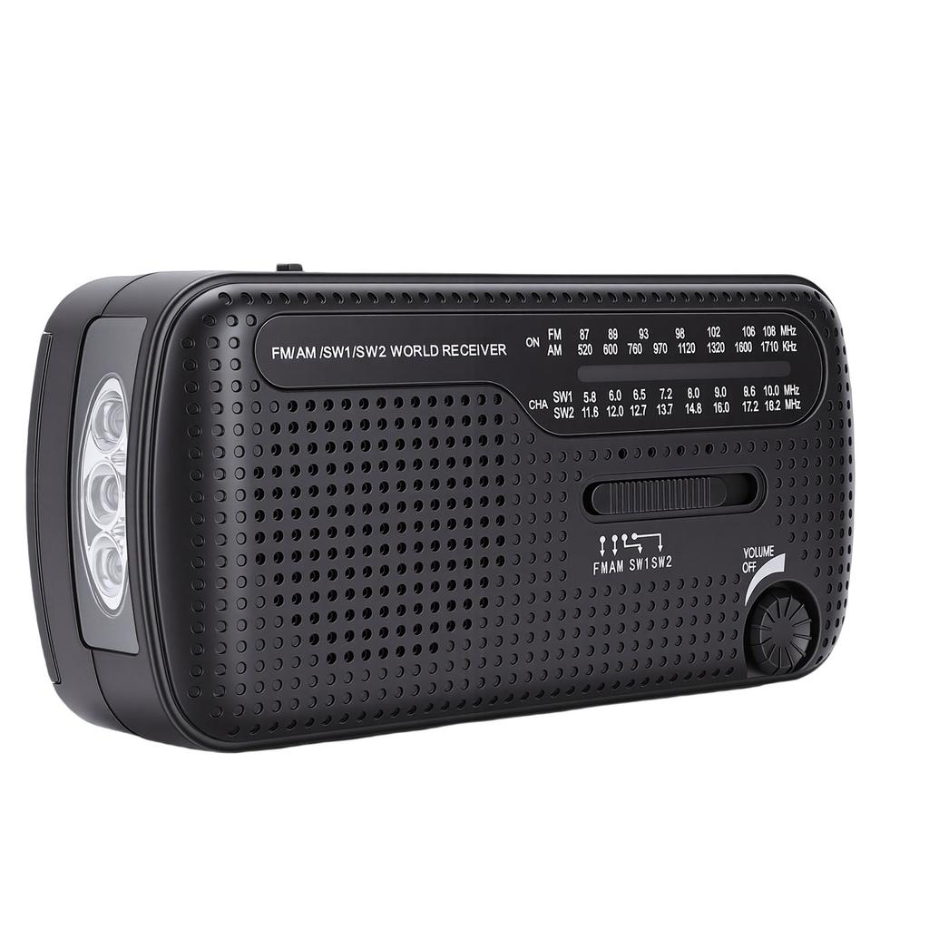 Портативное солнечное радио NOAA, радио на ручной рукоятке AM FM Shortwave, аварийное радио со светодиодным фонариком