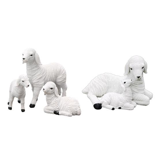 Фигурка ягненка из смолы, статуэтка семьи маленьких овец, деревенская скульптура животных для сада фей, двора, патио, декор для ландшафтного дизайна