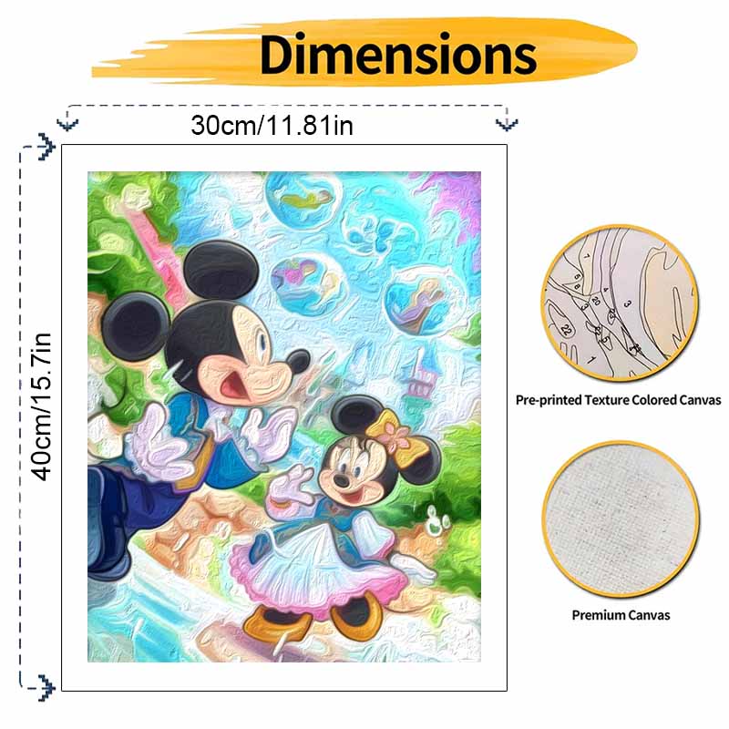Disney Микки и Минни Маус пузырьковая фантазия цифровая масляная живопись арт-картина набор для рисования инструкция DIY рисование для домашнего декора
