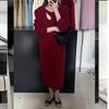 Осень и зима новое мягкое и липкое трикотажное платье длинное и ленивое в стиле утягивающее и свитер универсальный пуловер пальто