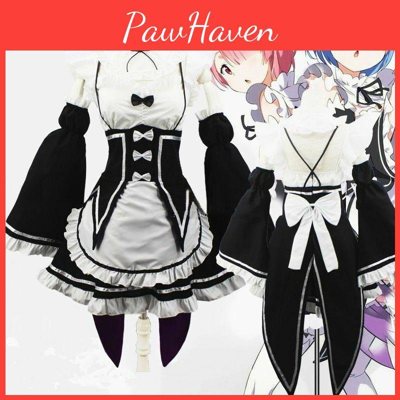 Начиная с нуля Rezero Жизнь в другом мире Близнецы Рэмрэм Костюм горничной Косплей