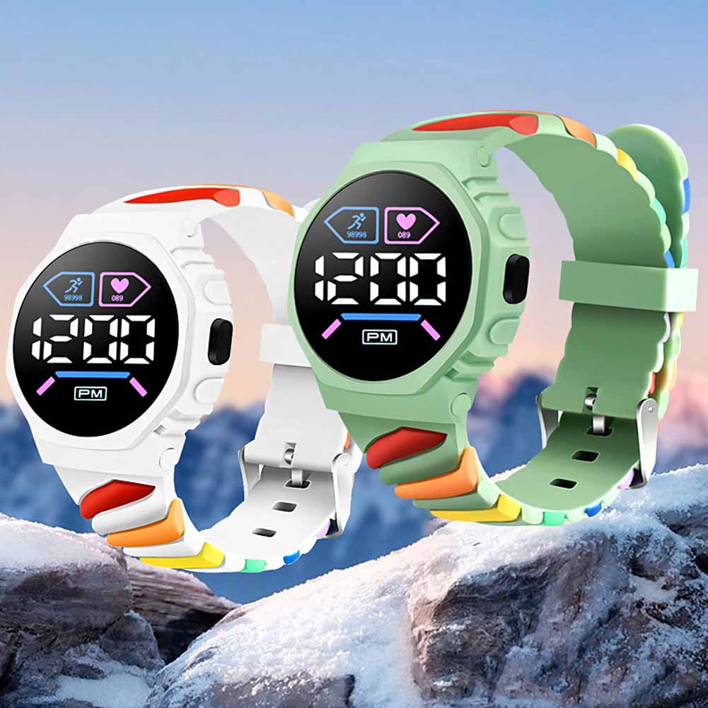Children Kids Watch LED Digital Wristwatch for Boys Girls Waterproof Silicone Rainbow Kids Student Sport Electronic Watches