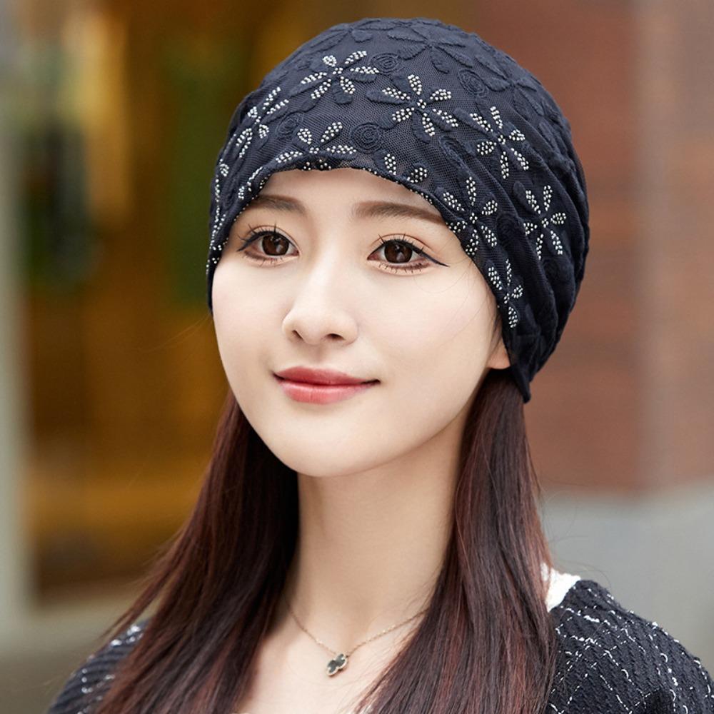 Hollow Out Crochet Slouchy Hat Lace Flower Turban Beanies Caps Chemo Cap Beanies Cap Outdoor Hats