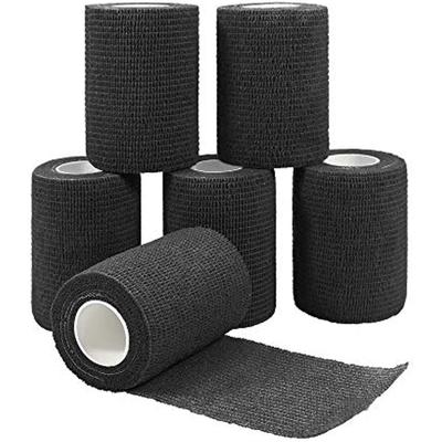 Упаковка из 6 самоклеящихся липких бинтов Пластырь для пальцев Фиксирующий бинт Эластичный бинт для пальцев рук Пальцы ног и стоп 7 5 см x 4 5 м (Блэк