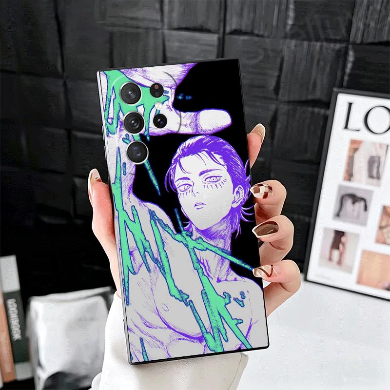 A-Attack On T-Titan Eren Yeager Soft Phone Case for Samsung Galaxy S26 S25 Edge S24 Ultra S23 Plus S22 S21 FE S20 Black Cover Ba