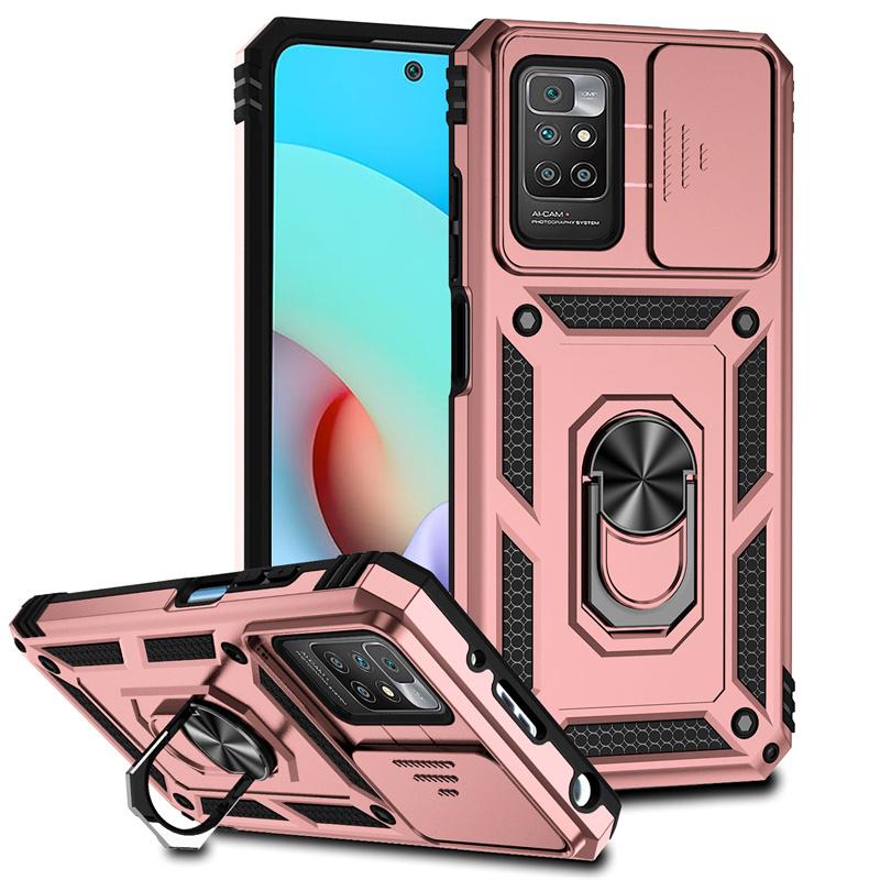 Для Xiaomi Redmi 10 Чехол Слайд Защита Объектива Бронированный Чехол для Телефона Для Ксиоми Редми 10 Редми 10 Редми10 4G Магнитный Держатель Кольцо Крышка