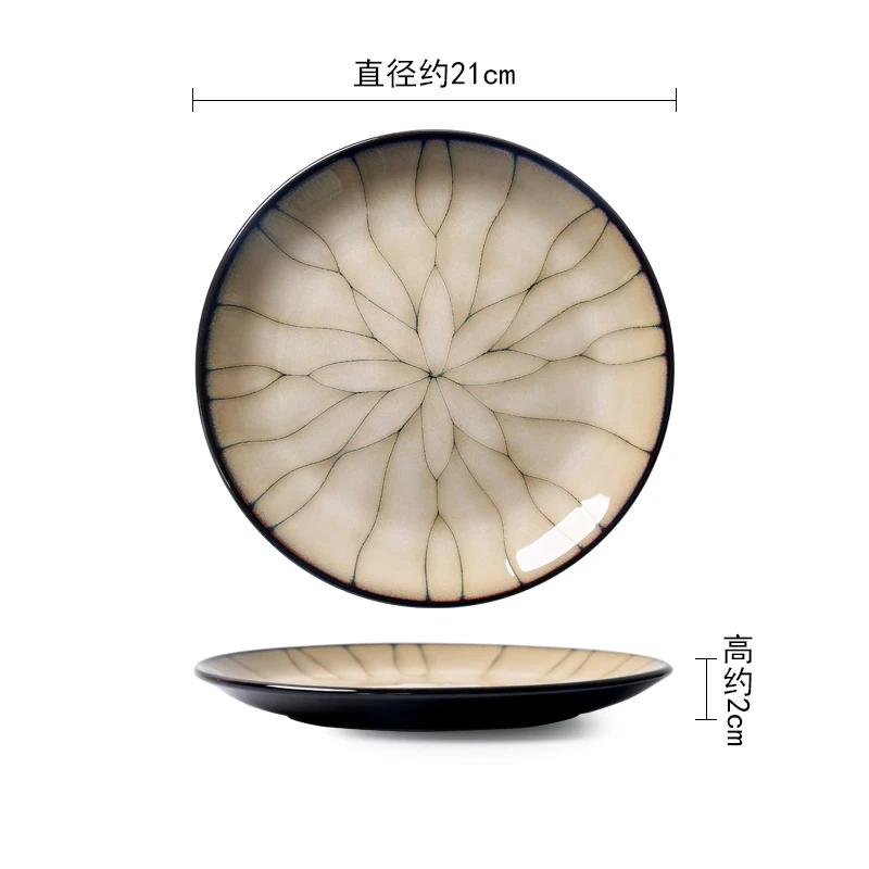 Креативные керамические тарелки в стиле ретро, элитная круглая тарелка для суши, изысканные блюда, обеденная тарелка, бытовая посуда