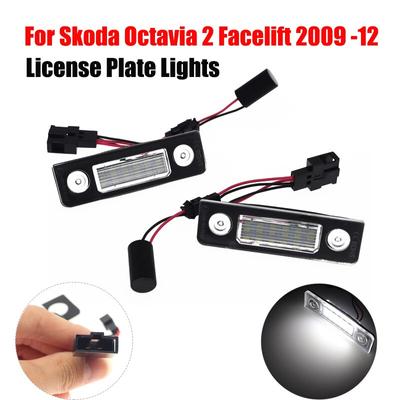 Пара автомобильных светодиодных фонарей номерного знака для Skoda Octavia 2 Facelift 2009-2012 Facelifted 2003-2012 Roomster 5J 2006-2010