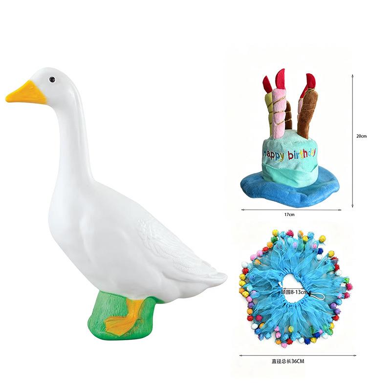 2026 New Festival Porch Goose Clothes Set, 23 Inch White Goose Birthday Hat Scarf Decor Set, Pet Goose Costume Accessories