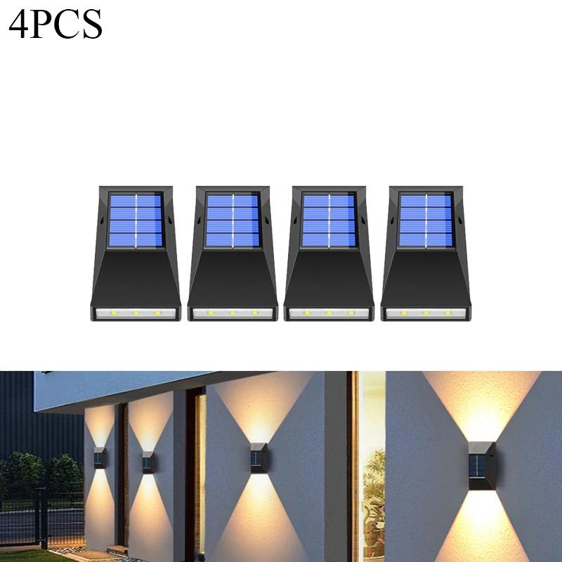 4 шт. солнечный светильник для украшения сада, мощный уличный водонепроницаемый настенный светильник на солнечной энергии, солнечный свет, уличный фонарь