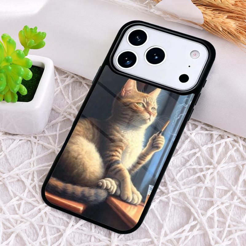 Ударопрочный чехол для телефона 'Курящий кот' для iPhone 17 Air 16e 15 11 12 14 13 Pro Max Чехол Coque
