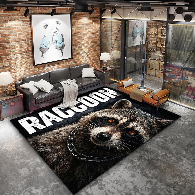 Serious Dark Animals Pattern Square Carpet,Area Rug,Carpet Rug for Living Room Bedroom Sofa Playroom Decor,Non-slip Floor Mat,Holiday Birthday Gifts
