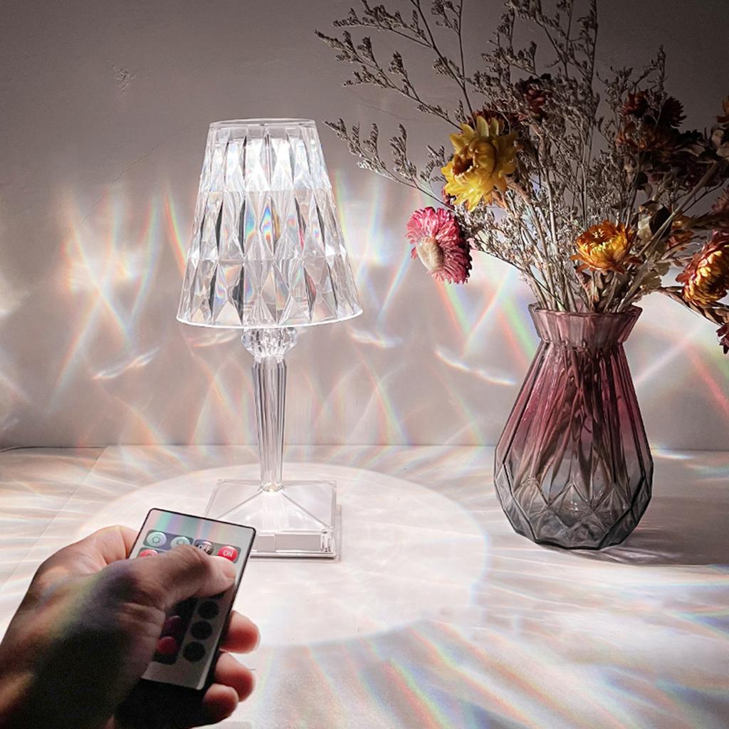 Acrylic Diamond Table Lamp Remote & Touching Control Available 16 Different Lighting Colors with