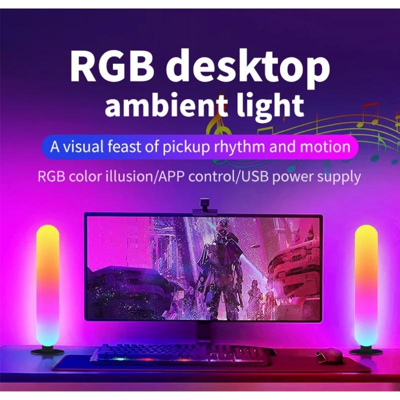 LED Light Tube Dream Color Ambient Light Dimmable Remote Control Music Rhythm Light Living Room Bedroom Party Game Desktop Decor