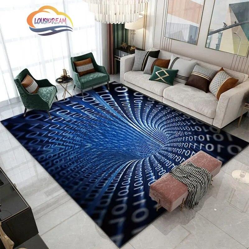 Geometry Carpet Living Room Sofa 3D Visual Vortex Bedroom Large Area Creative Floor Mat