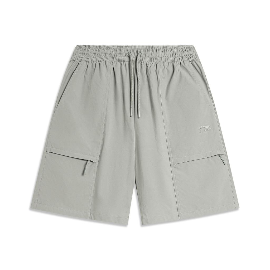 Li Ning Sports Lifestyle Series однотонные шорты средней посадки со шнурком удобные универсальные прямые повседневные шорты мужские шорты AKSU533-4