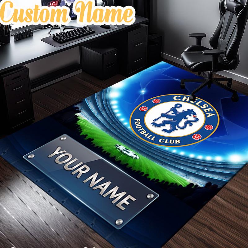 Custom Name Chelsea Fc Champions League Rug, Office Rug, Chair Rug, Carpet for Living Rooms, Doormat Game Rug Home Decor Christmas Gifts