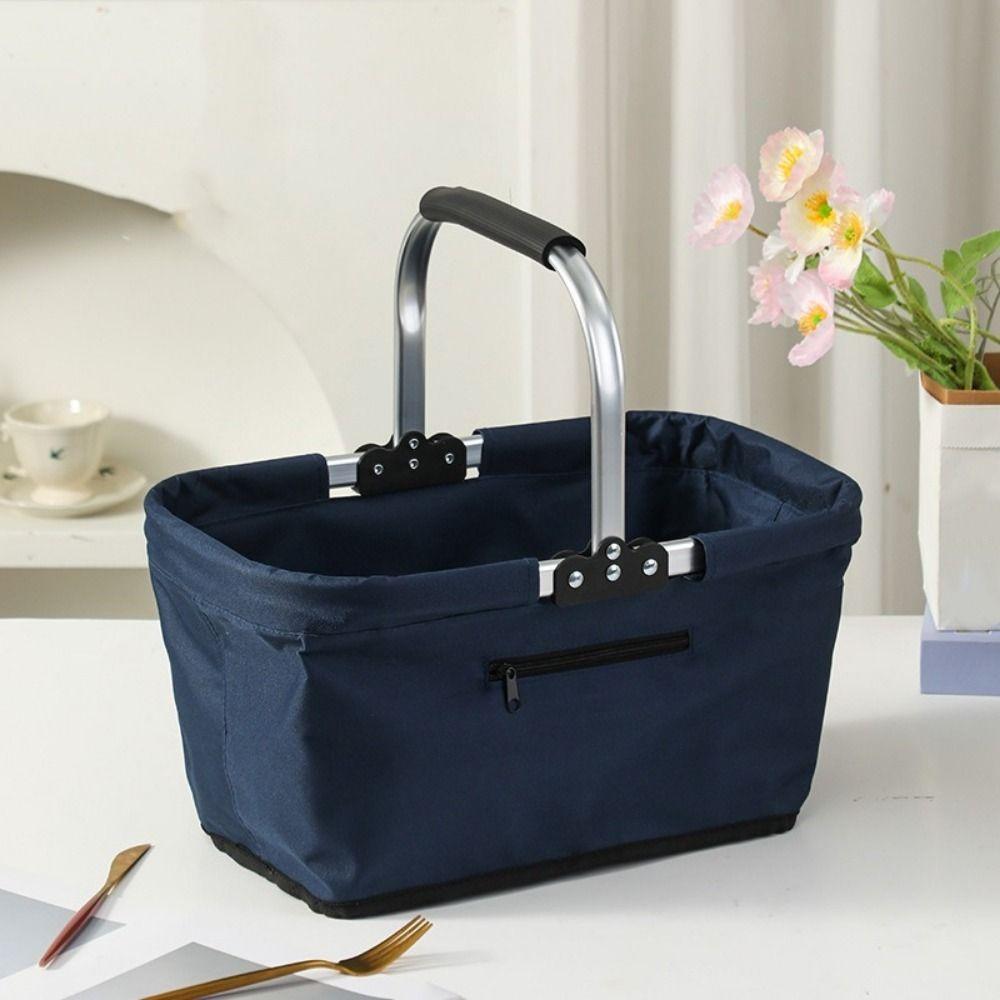 26 L Grocery Shopping Basket Oxford Cloth Shopping Bag Basket Grocery Storage Container Travel