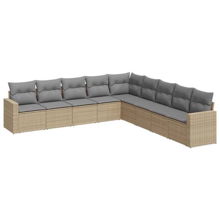VidaXL Salon de jardin avec coussins 9 pcs beige résine tressée 3219079