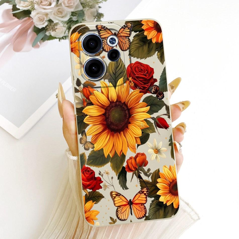 For OPPO Reno15 F 15FS 5G CPH2801 Cute Cat Flower Cartoon Phone Case For Oppo Reno15F 15 FS 15F 5G Soft Silicone Covers Bumpers